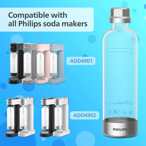 ADD916/37, 1L Pack 2 Pack ADD4902BKOQ/37, ADD4902WHOQ/37 ADD4901GROQ/37, ADD4901BKOQ/37 PHILIPS Carbonating Bottles