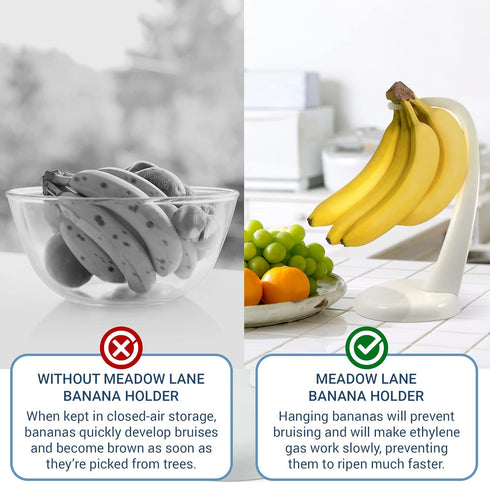 1-Pack Meadow Lane Banana Holder Stand - BPA-Free White Plastic Fruit Hanger for Freshness, Kitchen Storage Item