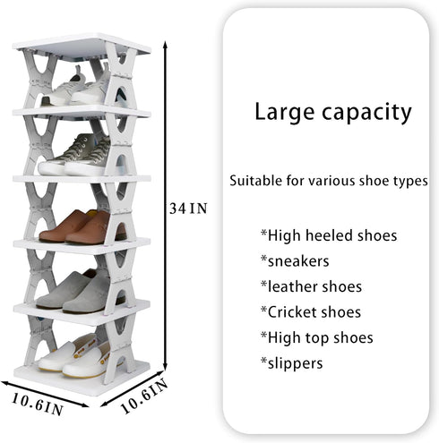 6 Closet, XDMTWLKJ Collapsible Shoe RackOrganizer Tiers-Foldable Shoe Racks for Space-Saving Kid's Shoe Storage, No