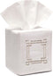 Jacaranda Living Square Tissue Box Cover, Decorative Cloth Tissue Holder, Scrolls Design, Beige