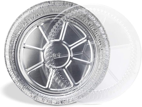 Mr Miracle Pack of 40 Disposable Aluminum Foil Pans with Clear Lids, 7 Inch Circular Pans for Baking