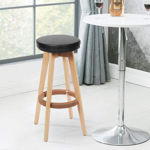 Shinnwa Bar Stool Cushion, Round Foam Padded Seat Covers, Waterproof Leather, Non-Slip Bottom, 13 Inch Black