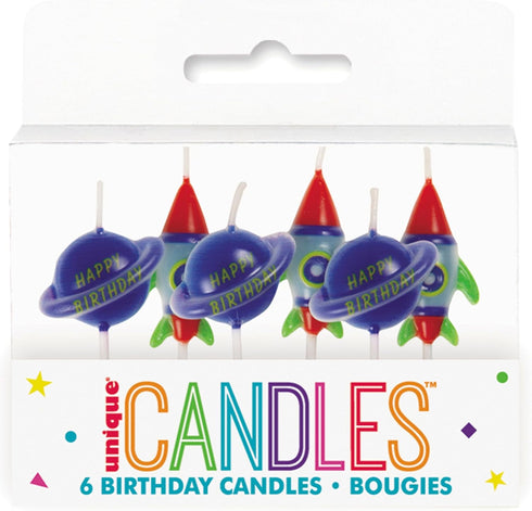 Unique Party Outer Space Birthday Candles, 6 pc