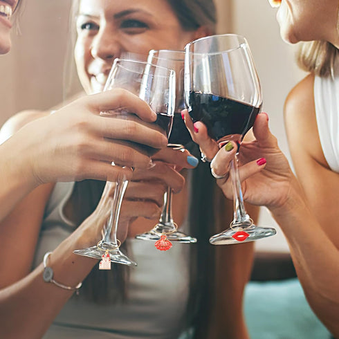 SANNIX 24Pcs Wine Glass Charms - Identifier Charms for Stem Glasses Wine Tasting Party