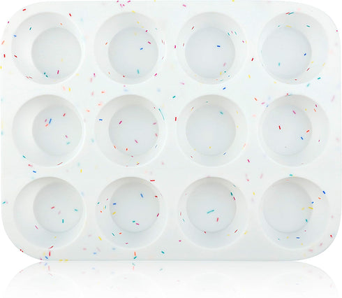Silicone Muffin Pan - Regular 12 Cups Non-stick Bakeware for Muffins and Cupcakes, BPA Free