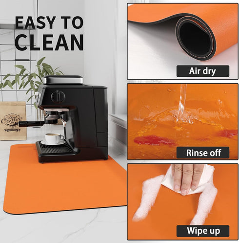 Coffee Mat, Absorbent Bar Mat for Countertops, Fits Under Coffee Maker, Rubber Backed Dish Drying Mat