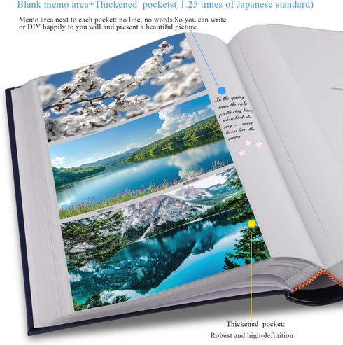 Photo Album for 4x6 Photos - Holds 402 Pockets with Memo Slip-in Pockets - Leather Cover Picture Book for Wedding