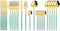 JASHII Flatware Serving Set 24 Piece, Stainless Steel Silverware Set, Mint Green Gold Cutlery for Modern Elegant
