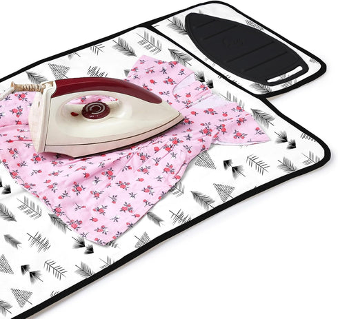 Encasa Homes Ironing Mat/Pad (Small 28"x20") with 3mm Padding & Silicone Iron Rest for Steam Pressing