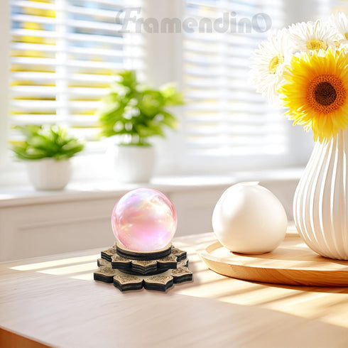 3 Pack 30-150mm Framendino, Wood Crystal Ball Stand Flower Mini Sphere Display Wooden Holder