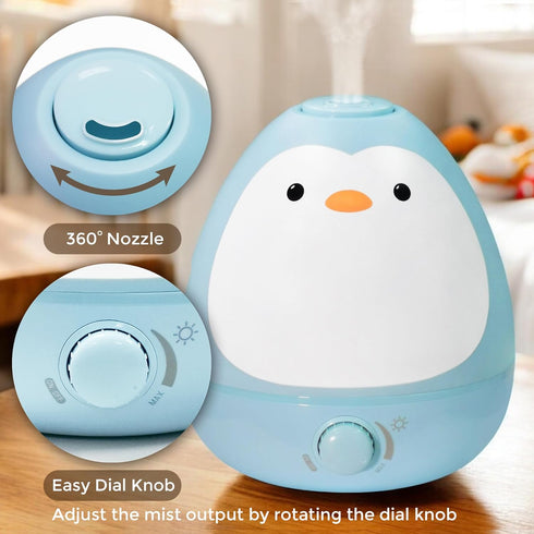 3-in-1 Earnest Living Baby Cool Mist Humidifier with Essential Oil Diffuser + Nightlight, BPA Free Phenol Free