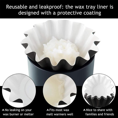 Boao Reusable Wax Melt Liners, Leakproof Wax Warmer Containers for Scented Candle, Paper Holders for Electric Melter