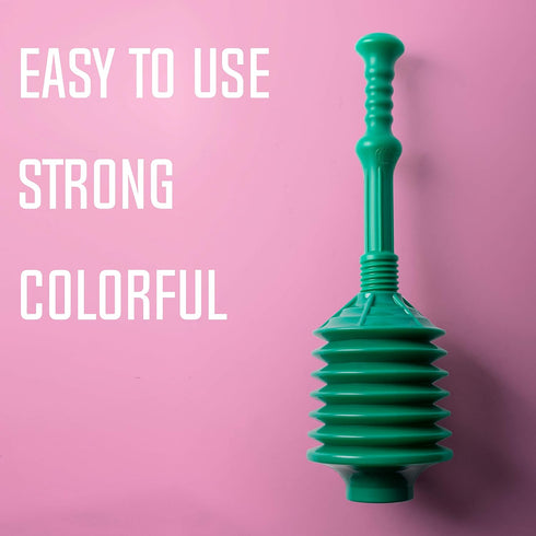 JS Jackson Supplies Professional Bellows Toilet Plunger, High Pressure Thrust for Heavy Duty Clogs, Green