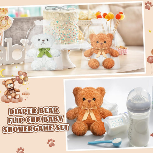 Seenelling 8 Sets Bear Blindfolded Diaper Changing Coed Baby Shower Games Kit Baby Dolls Bears Diapers for Bridal