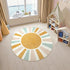 4ft LIVEBOX Retro Sun Round Rug Boho Rug for Nursery Room,Non-Slip Circle Ultra Soft Cute Colorful Kids Rugs