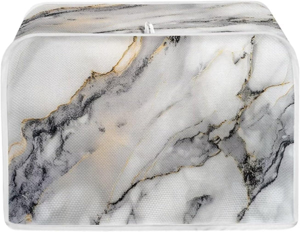 ZDCUSTOM White Marble Toaster Cover, 2 Slice Bread Toaster Oven Protector Covers