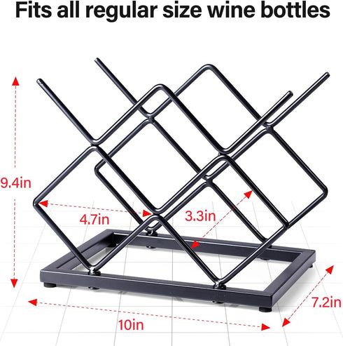 Countertop Wine Rack - 5 Bottle Freestanding Modern Gold Metal Small Wine Holder for Cabinet, Pantry