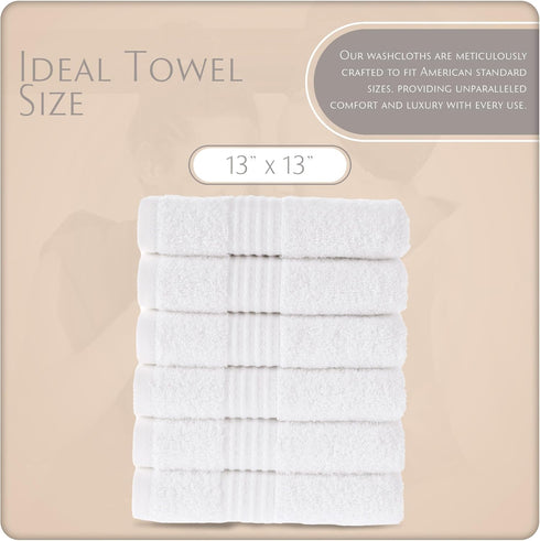 Set 13x13, MAURA Basics Turkish Cotton Washcloth Towel High Performance Bathroom Essentials with Hanging Loops