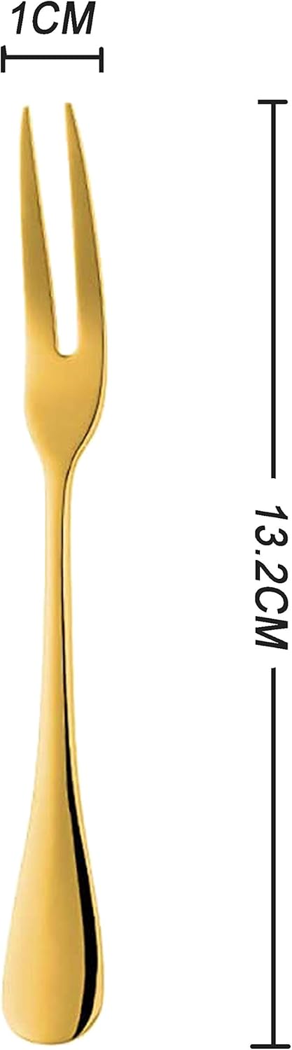 Comicfs 20-Piece Stainless Steel Forks: 5.3 Inches Seafood Crab Forks, Escargot Forks for Party Travel (Gold)