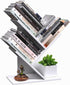 R RUISHENG 3 Tier Small Tree Bookshelf Storage Organizer Shelves Floor Standing Bookcase Desk