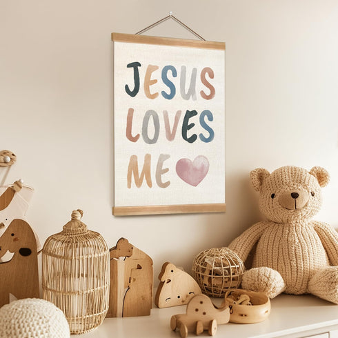 ZTGDA Set 2-Jesus Kids Wall Art of Loves Me I Am a Child of God,Christian Religious Bible Verse Wall Hanging