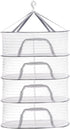 4 Coloch Layer Herb Drying Rack with Zipper, Hanging Mesh Net Collapsible Food Drying Fish Net Hanging Basket Dryer Net
