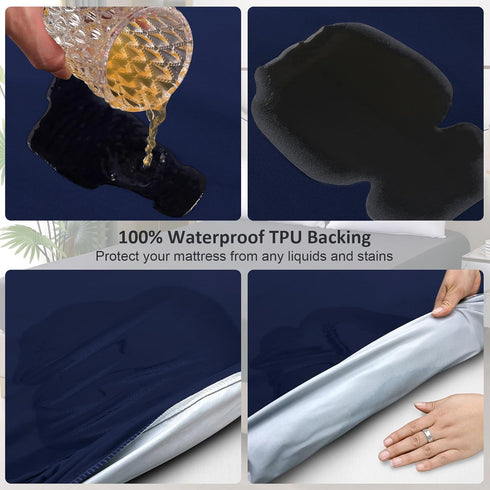 Twin Mattress Protector Waterproof - Fitted Sheet Style Breathable Cooling Cover with Deep Pocket Fits Up to 18'',
