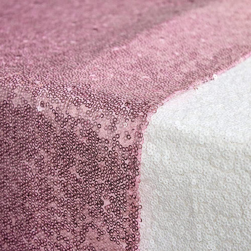 JYFLZQ Rose Pink Sequin Table Runner 12" x 72", Sparkly Pink Metallic Glitter Sequin Runner for Birthday Party