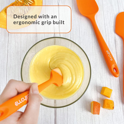 Chef Series 3 Piece Silicone Spatula Set - 600°F Heat Resistant Kitchen Scrapers for Cooking, Orange