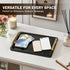 PEKER Wooden Serving Tray with Metal Handles, Black Decorative Coffee Table Tray for Breakfast in Bed, Ottoman & Home