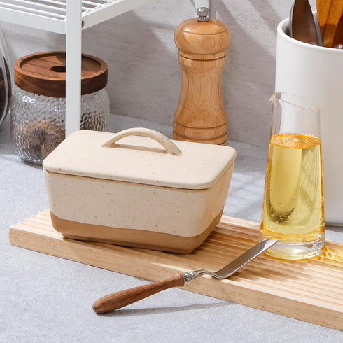 Countertop, 1 NUTRIUPS Ceramic Butter Dish with Lid for Vintage European Butter Holder with Lid, Covered Butter