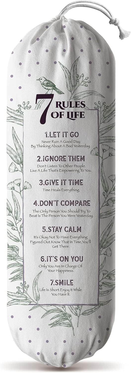 Hglian Inspirational Plastic Bag Holder,7 Rules of Life Grocery Bag Organizer Canvas Shopping