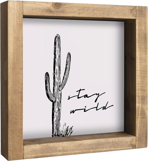 flangairy Western Wall Decor, Cactus Wall Art, Wood Southwest Desert Sign, Southwestern