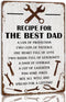 Recipe For The Best Dad Tin Sign Fun Workshop Metal Signs Unique Father's Day Gift for Dad 8x12 Inch