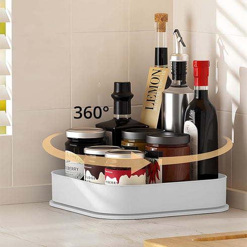 Semlos 9" Square Lazy Susan Turntable Cupboard Organizer for Corner Cabinet - Revolving Spice Rack for Kitchen Storage and Organization, Non-Slip Fridge Organiser by Semlos
