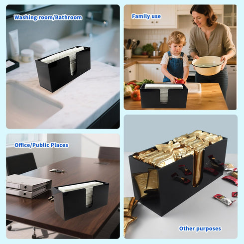 Countertop, 5mm (1pcs) Paper Towel Holder for Black Acrylic Napkin Dispenser Fits Multifold, C-Fold & Z-Fold Trifold