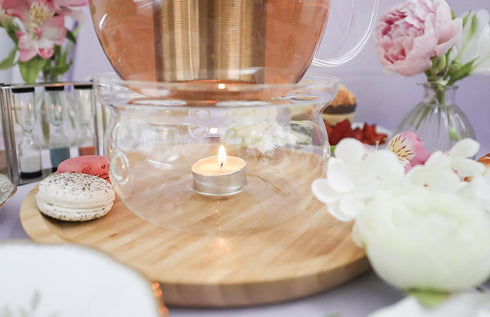 Teabloom Universal Tea Warmer, Large Size 6 in / 15 cm Diameter, Handcrafted Heat Proof Glass, Tealight Candle Included