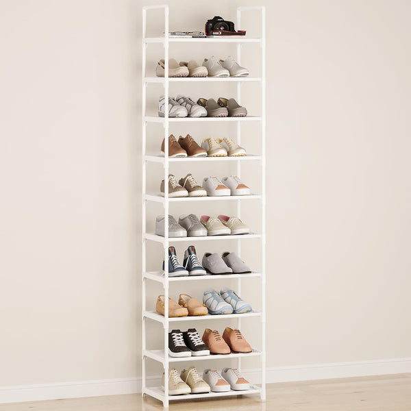 Hockmez 10-Tier Tall Shoe Rack, Adjustable 20-25 Pairs Shoe Shelf Storage Organizer for