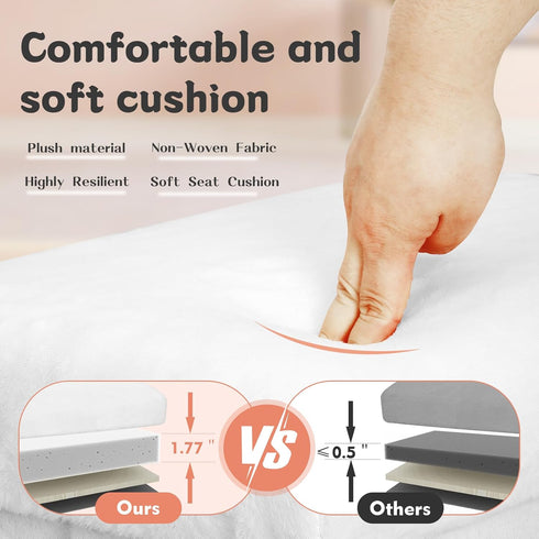 300 lbs, 17x13x13IN Storage Ottoman Cube, Small Ottoman with Storage with Thicker Furry Padded Seat. Folding Soft Fur