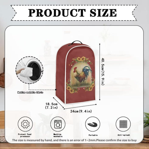 Sunflower Rooster Print Blender Dust Cover, Anti-Fingerprint Polyester Appliance Cover for Stand Mixer or Coffee Maker