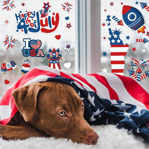 CCINEE 4th of July Window Cling, Patriotic Window Sticker USA Independence Day Decal for Home Decoration (100PCS)