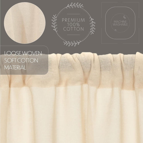 VHC Brands Tobacco Cloth Fringed Farmhouse Decor Kitchen Swag Prairie Panels Door Window Tier Set Curtains, Natural,