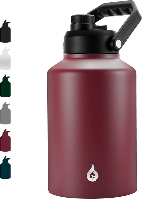 BJPKPK One Gallon (128 oz) Insulated Water Bottle, Dishwasher Safe Stainless Steel Thermos, BPA Free Jug, Brick Red