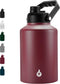 BJPKPK One Gallon (128 oz) Insulated Water Bottle, Dishwasher Safe Stainless Steel Thermos, BPA Free Jug, Brick Red