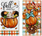 Fall Sweet Fall Cartoon Mouse Pumpkin Kitchen Dish Towels Set of 2 - Autumn Coffee Wreath Doughnut Drying Cloths