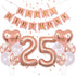 Birthday Decorations Happy Birthday Banner 40inch, Rose Gold Number 25 Balloons, Confetti Balloons for 25th Birthday