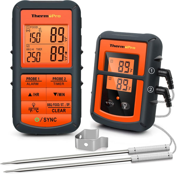 ThermoPro TP08 Wireless Meat Thermometer - 500FT, Dual Probe for Grilling, BBQ, Oven