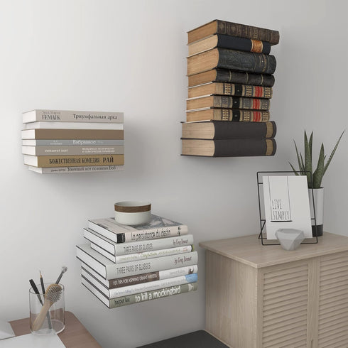 4-Pack STORAGE MANIAC Floating Book Shelves for Wall Mounted Invisible Floating Bookshelves Heavy-Duty Steel Hidden