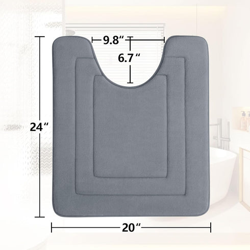 Arotive Memory Foam U-Shaped Toilet Rugs 24x20, Super Soft Absorbent Contoured Bath Mats, Dark Grey
