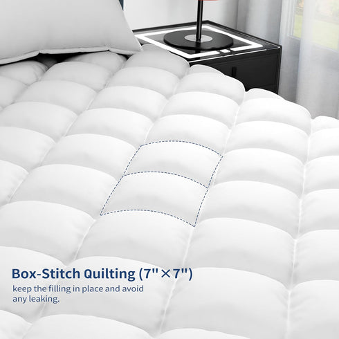 Sunflower Twin Mattress Pad, Hypoallergenic Cotton Cover for College Dorm, Extra Deep Pocket Quilted Protector